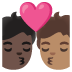 🧑🏿‍❤️‍💋‍🧑🏽 kiss: person, person, dark skin tone, medium skin tone display on Google